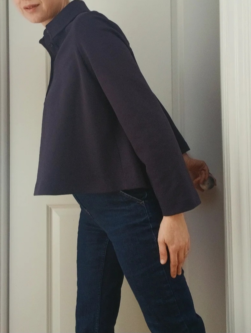 COS Navy Long-Sleeve Button-Front Collared Top - Picture 8 of 8